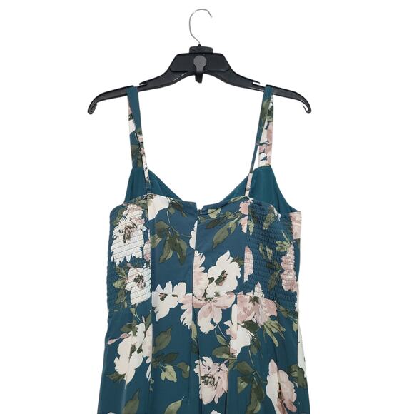 Abercrombie Drama Ruffle Tiered Maxi Dress Green Floral Medium Tall NWT - Picture 3 of 7